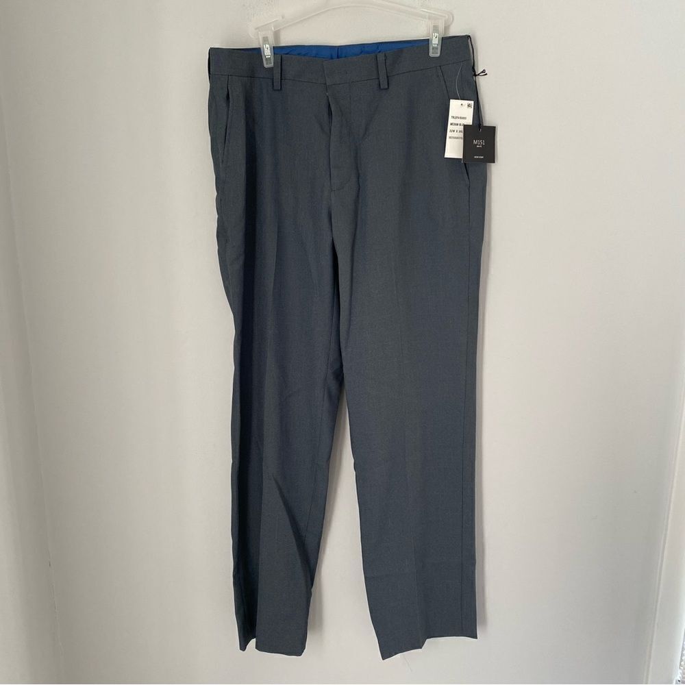 M151 Men’s Flat Front Slim Fit Dress Pants Blue 32Wx30L